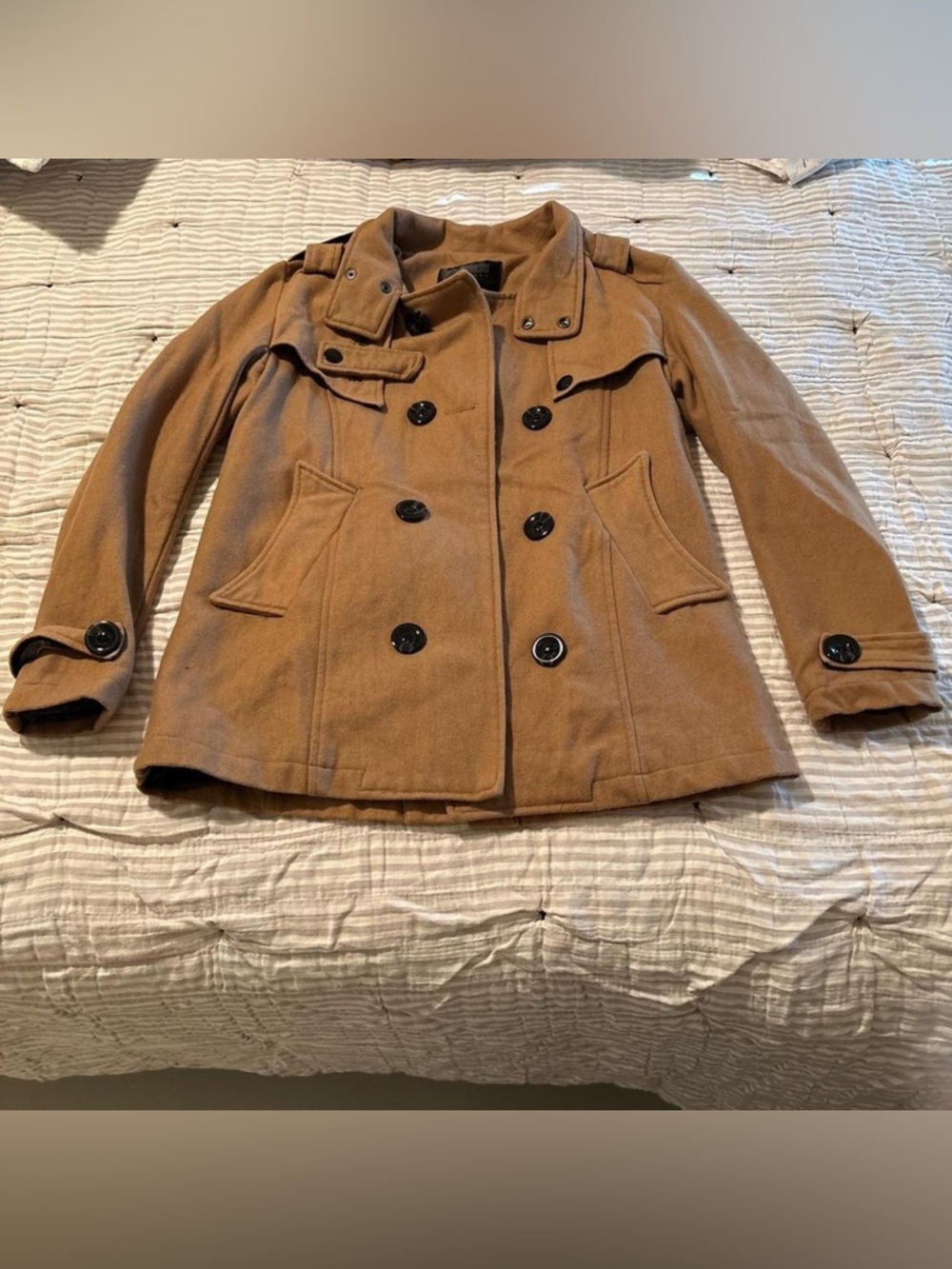 Classic Double-Breasted Camel Peacoat